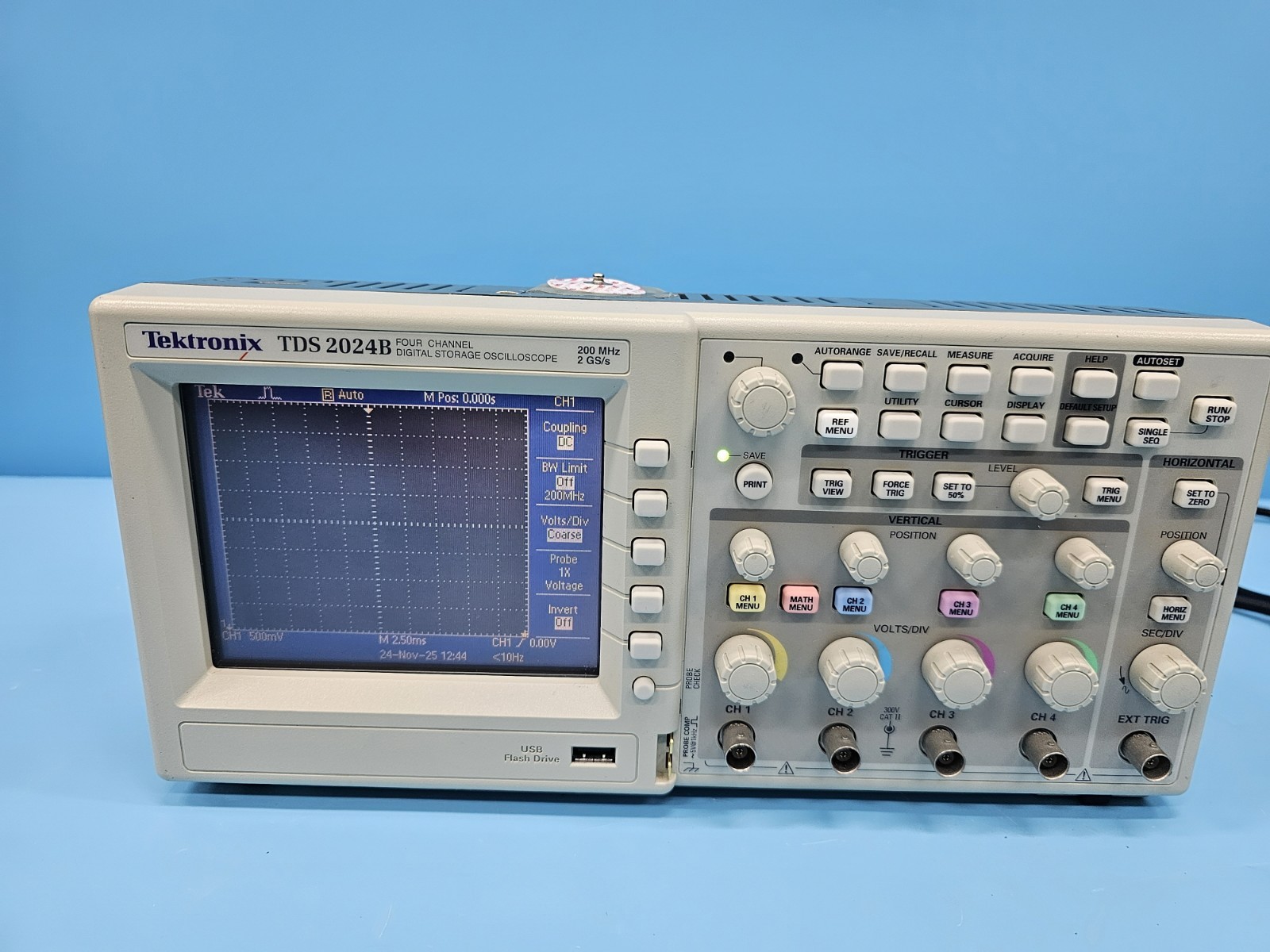Tektronix TDS2024B 4-channel 200MHz digital oscilloscope front panel